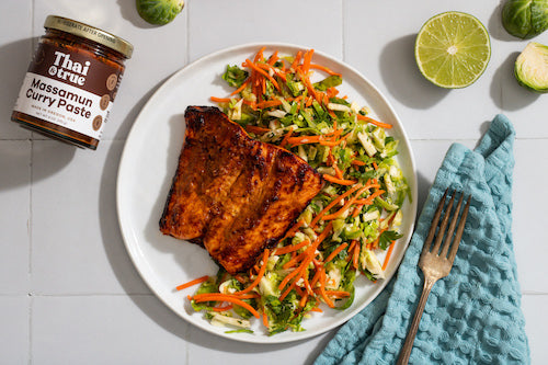 Curry Rubbed Salmon with Slaw